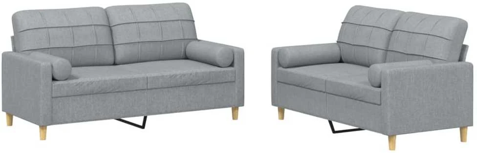 Sofa Sofos komplektas su pagalvėmis, 2 dalių, pilkas, audinys