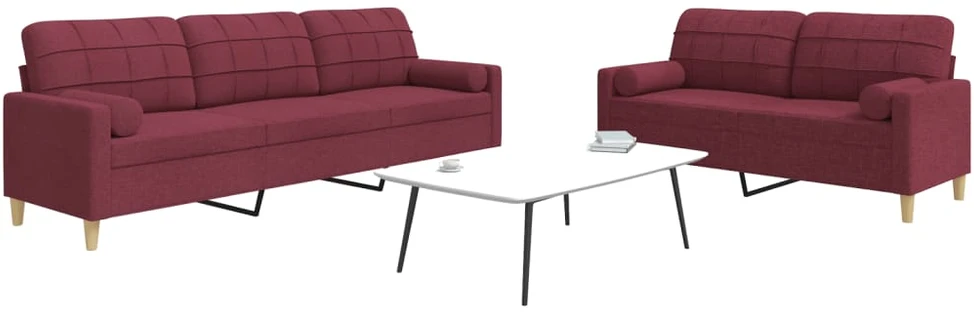 Sofa Sofos komplektas su pagalvėmis, 2 dalių, vyno, audinys
