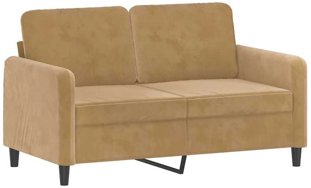 Sofa Sofos komplektas su pagalvėmis, 2 dalių, rudas, aksomas