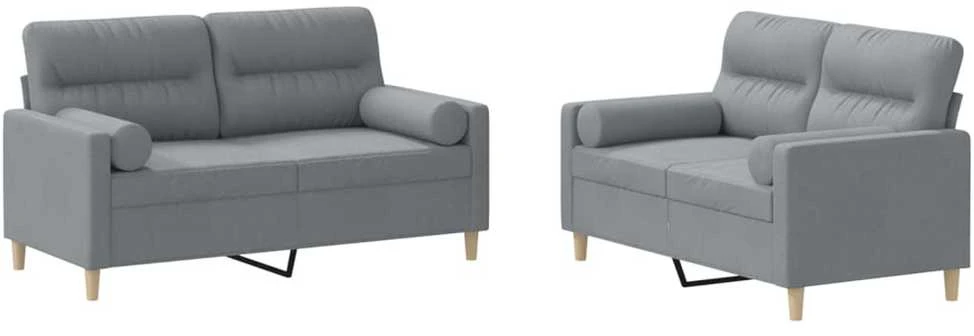 Sofa Sofos komplektas su pagalvėmis, 2 dalių, pilkas, audinys