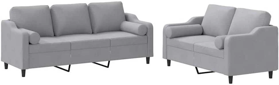 Sofa Sofos komplektas su pagalvėmis, 2 dalių, pilkas, audinys