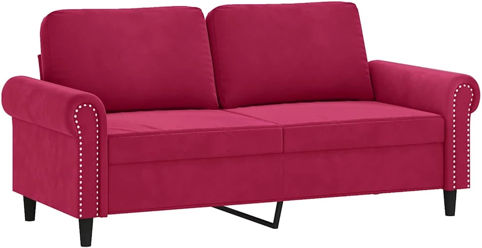 Sofa Sofos komplektas su pagalvėmis, 2 dalių, vyno, aksomas