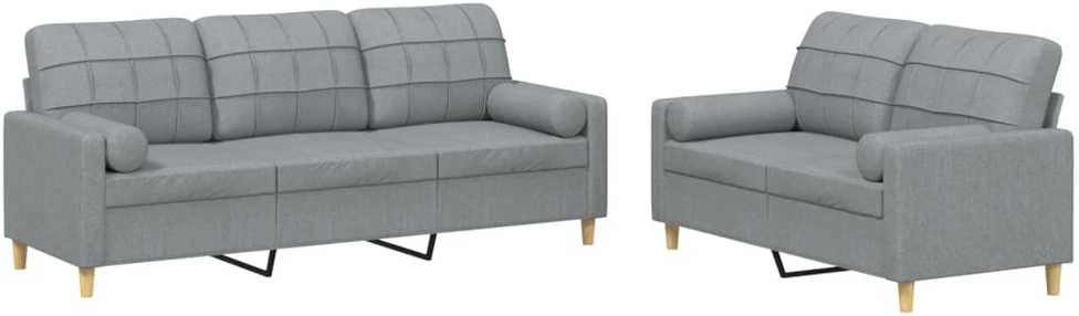 Sofa Sofos komplektas su pagalvėmis, 2 dalių, pilkas, audinys