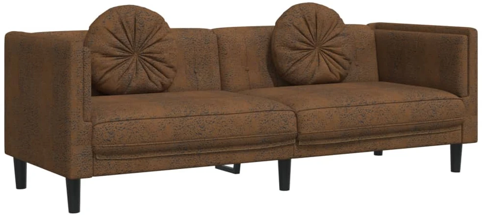Sofa Sofos komplektas su pagalvėmis, 2 dalių, rudas, aksomas