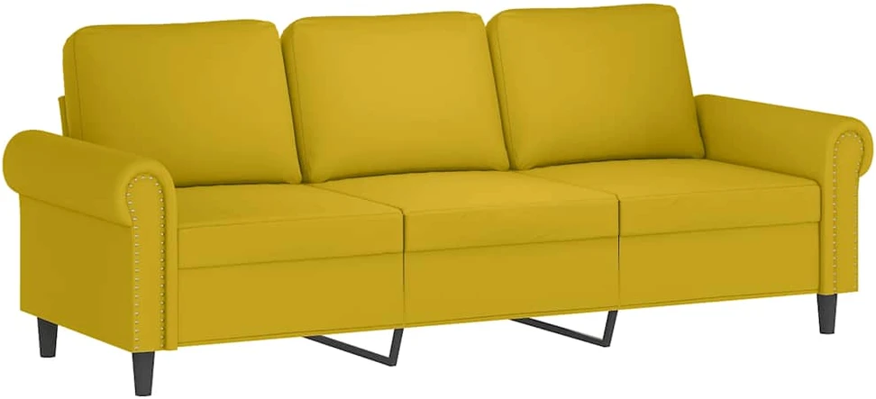 Sofa Sofos komplektas su pagalvėmis, 2 dalių, geltonas, aksomas