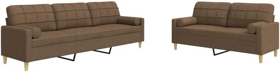 Sofa Sofos komplektas su pagalvėmis, 2 dalių, rudas, audinys