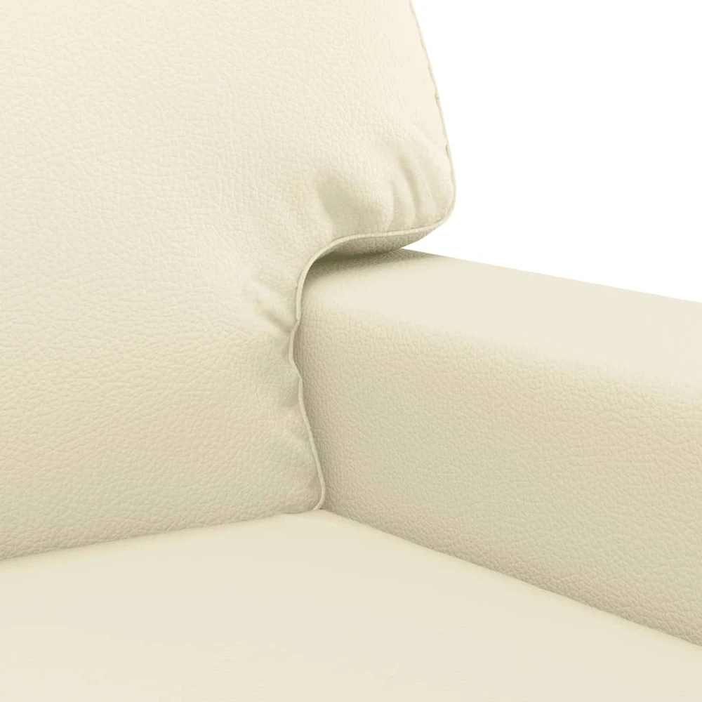 Sofa Sofos komplektas su pagalvėmis, 2 dalių, kreminis, dirbtinė oda