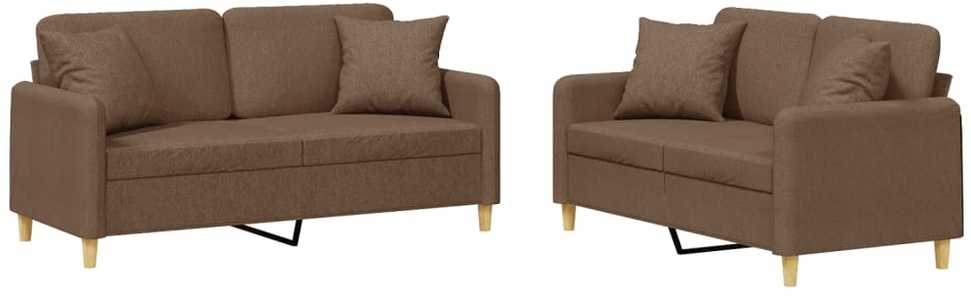 Sofa Sofos komplektas su pagalvėmis, 2 dalių, rudas, audinys