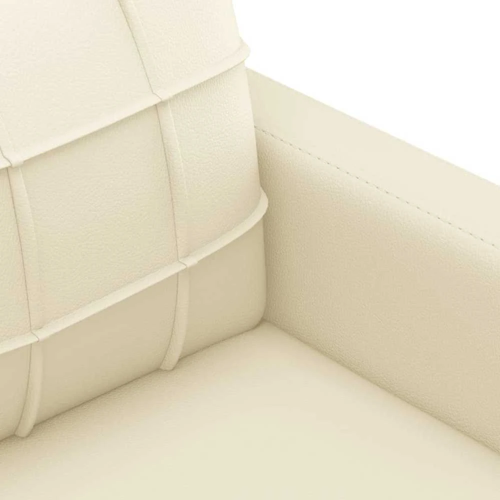 Sofa Sofos komplektas su pagalvėmis, 2 dalių, kreminis, dirbtinė oda