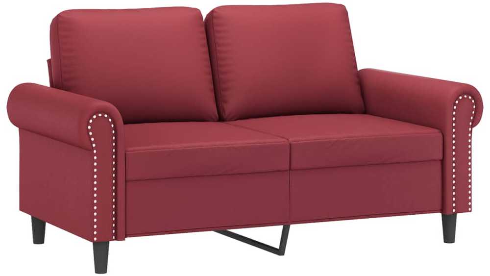 Sofa Sofos komplektas su pagalvėmis, 3 dalių, vyno, dirbtinė oda