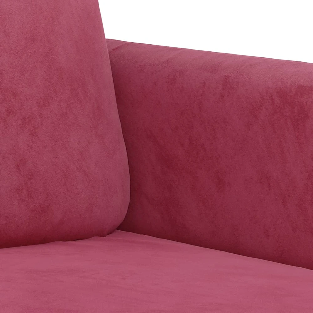 Sofa Sofos komplektas su pagalvėmis, 3 dalių, vyno, aksomas