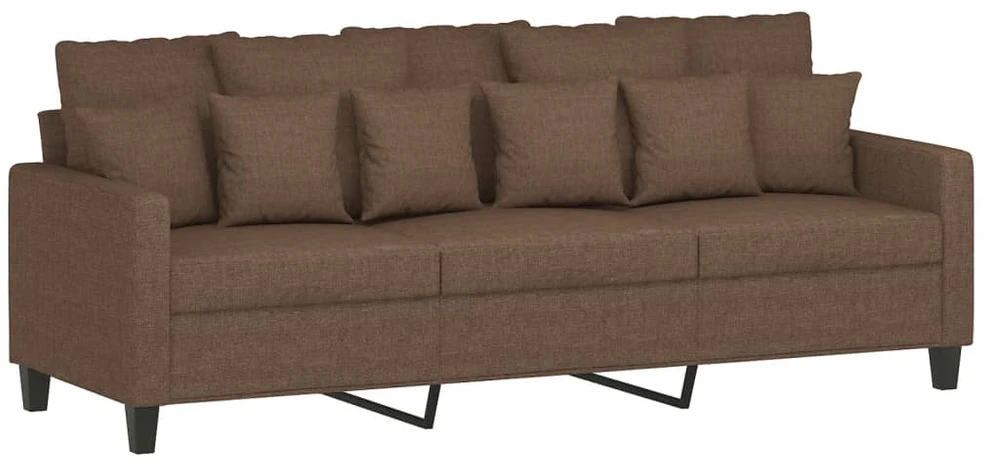 Sofa Sofos komplektas su pagalvėmis, 3 dalių, rudas, audinys
