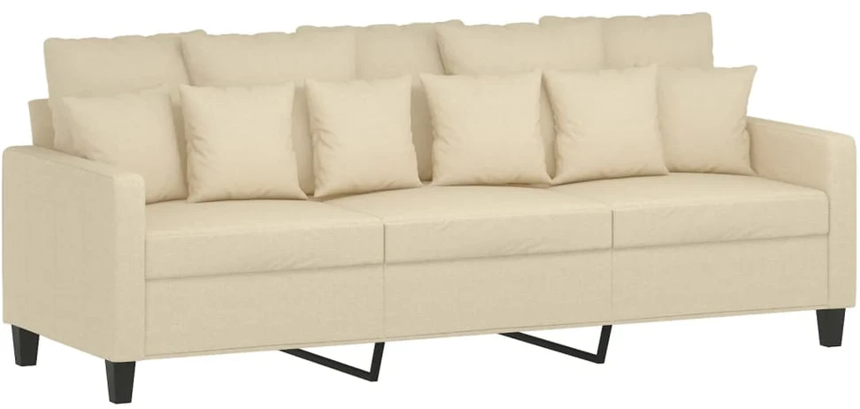Sofa Sofos komplektas su pagalvėmis, 3 dalių, kreminis, audinys