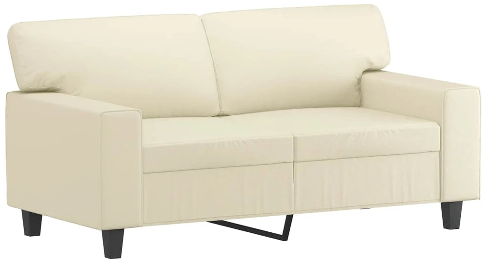 Sofa Sofos komplektas su pagalvėmis, 3 dalių, kreminis, dirbtinė oda