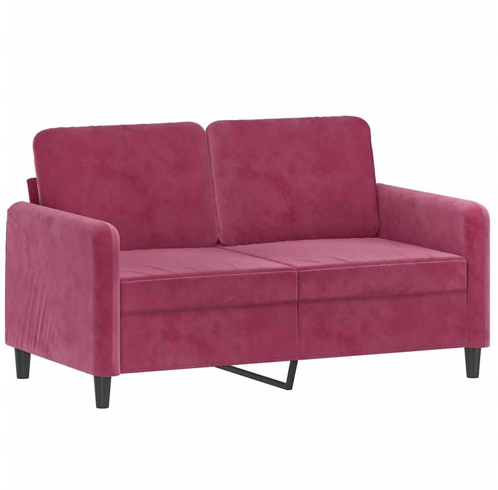 Sofa Sofos komplektas su pagalvėmis, 3 dalių, vyno, aksomas