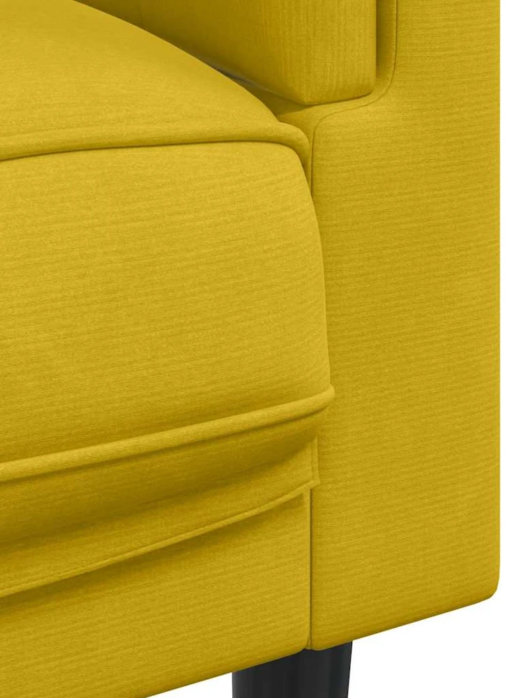 Sofa Sofos komplektas su pagalvėmis, 3 dalių, geltonas, aksomas