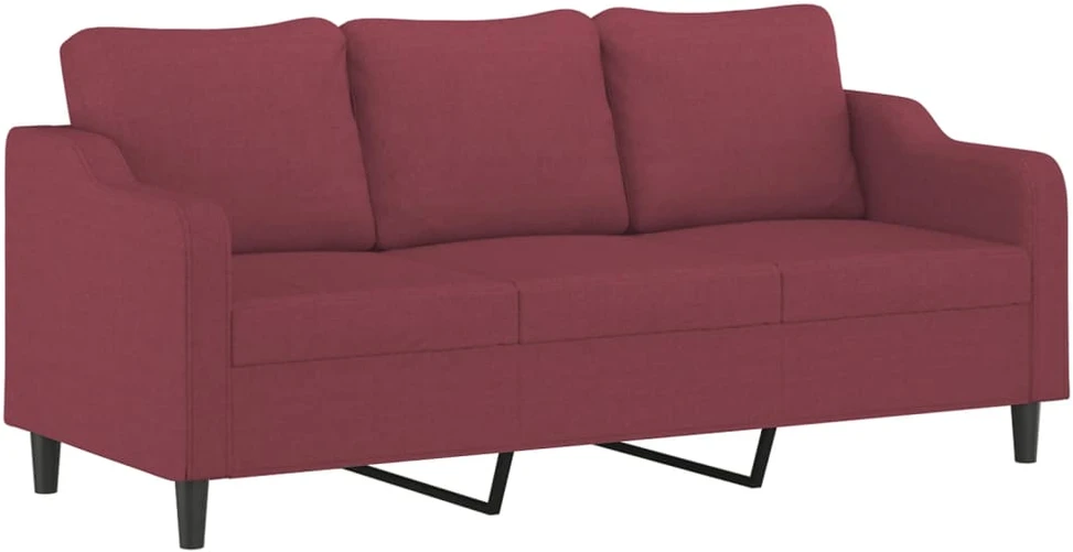 Sofa Sofos komplektas su pagalvėmis, 3 dalių, vyno, audinys