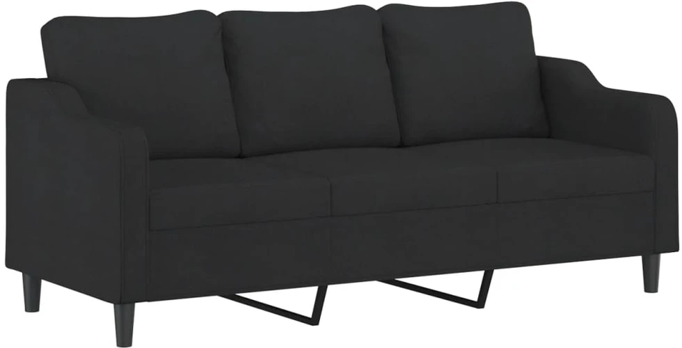 Sofa Sofos komplektas su pagalvėmis, 3 dalių, juodas, audinys