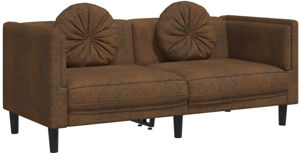 Sofa Sofos komplektas su pagalvėmis, 3 dalių, rudas, aksomas