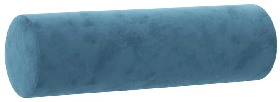 Sofa Sofos komplektas su pagalvėmis, 3 dalių, mėlynas, aksomas