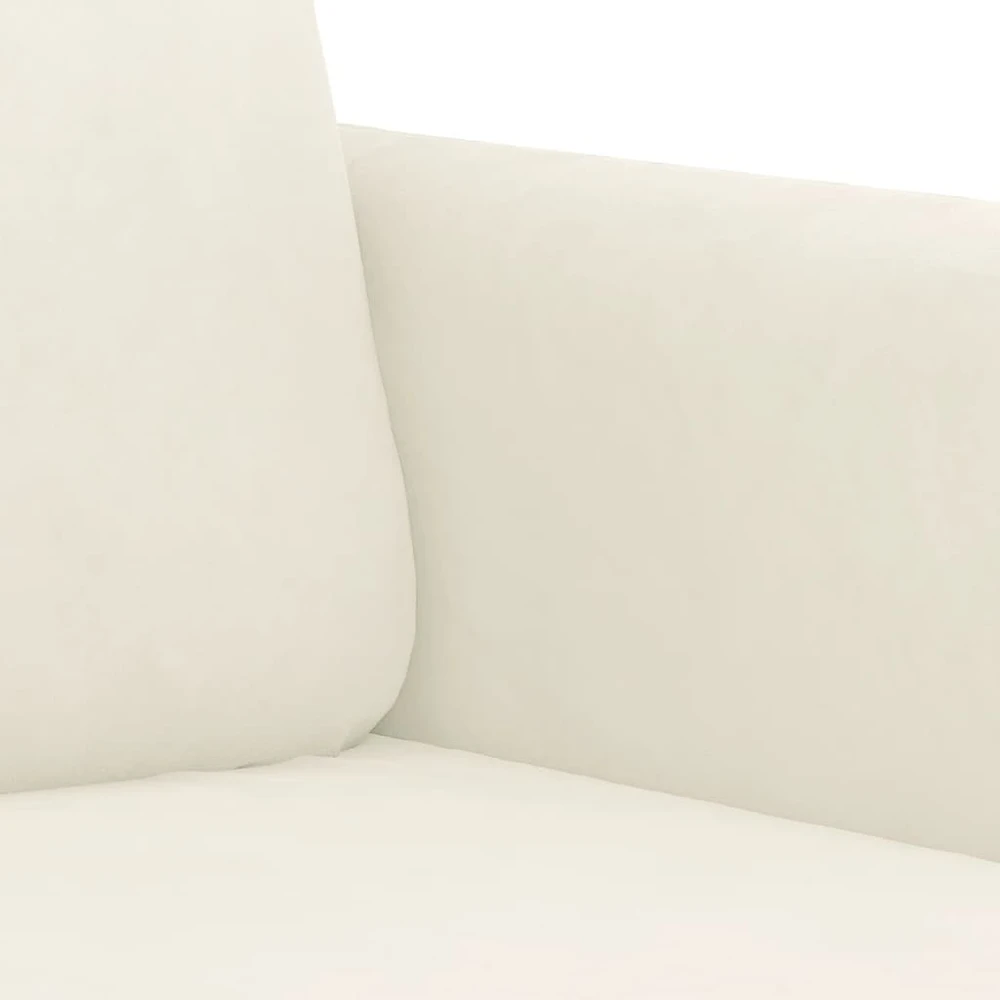 Sofa Sofos komplektas su pagalvėmis, 3 dalių, kreminis, aksomas
