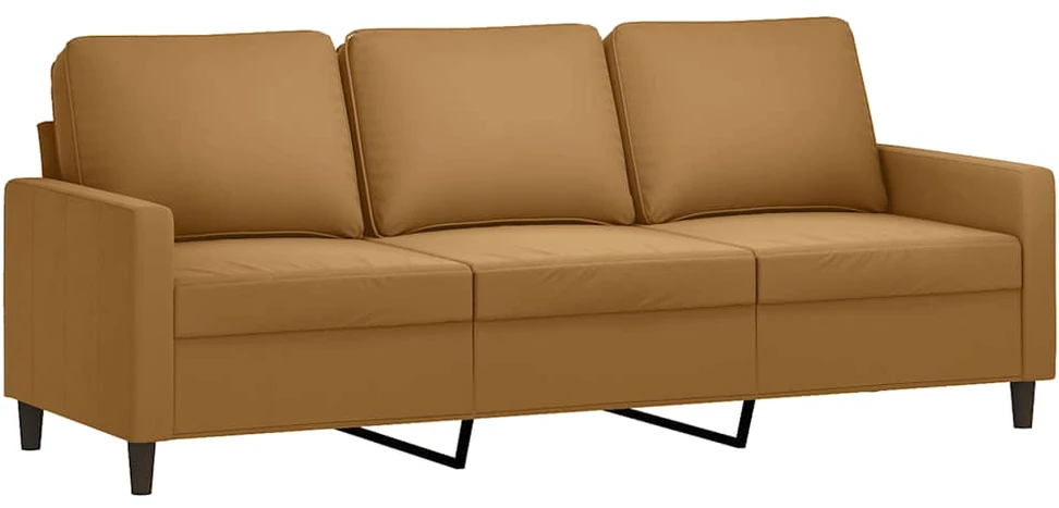 Sofa Sofos komplektas su pagalvėmis, 3 dalių, rudas, aksomas