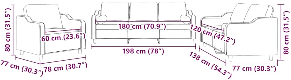 Sofa Sofos komplektas su pagalvėmis, 3 dalių, geltonas, audinys