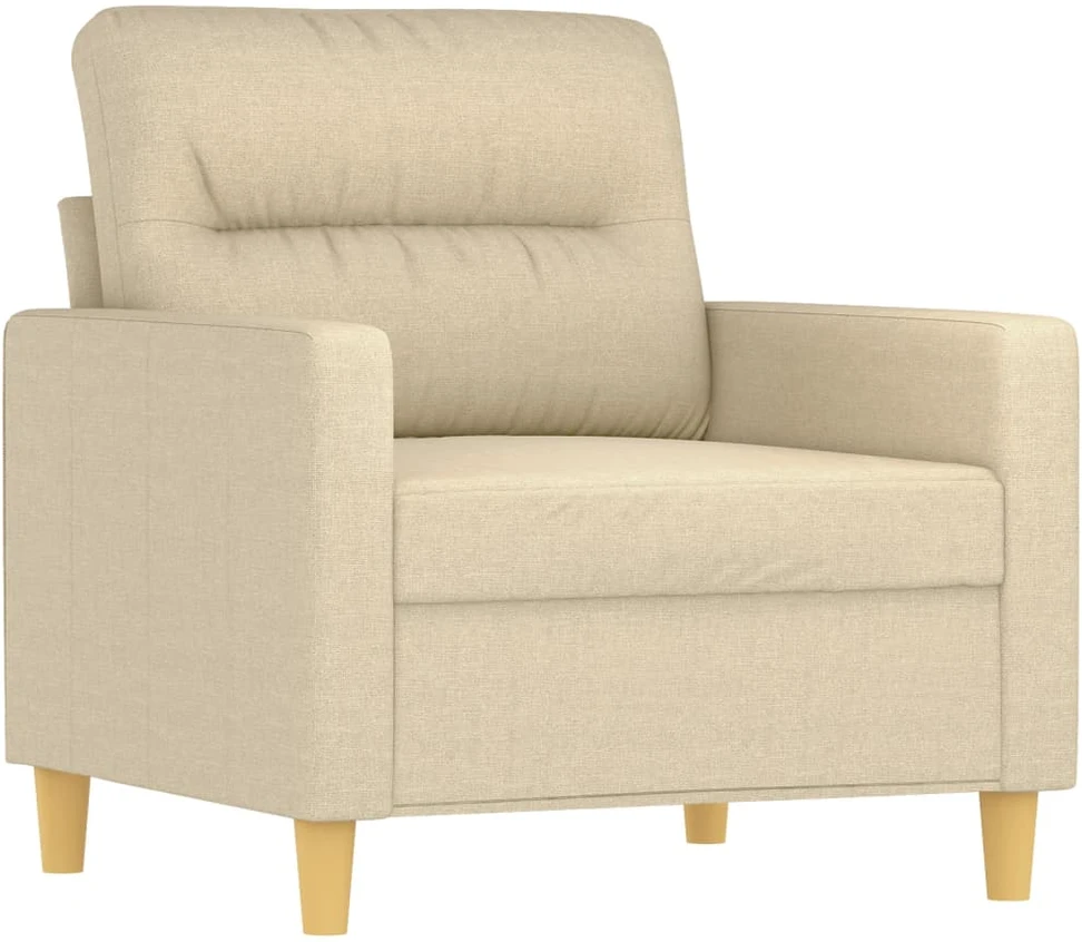 Sofa Sofos komplektas su pagalvėmis, 3 dalių, kreminis, audinys