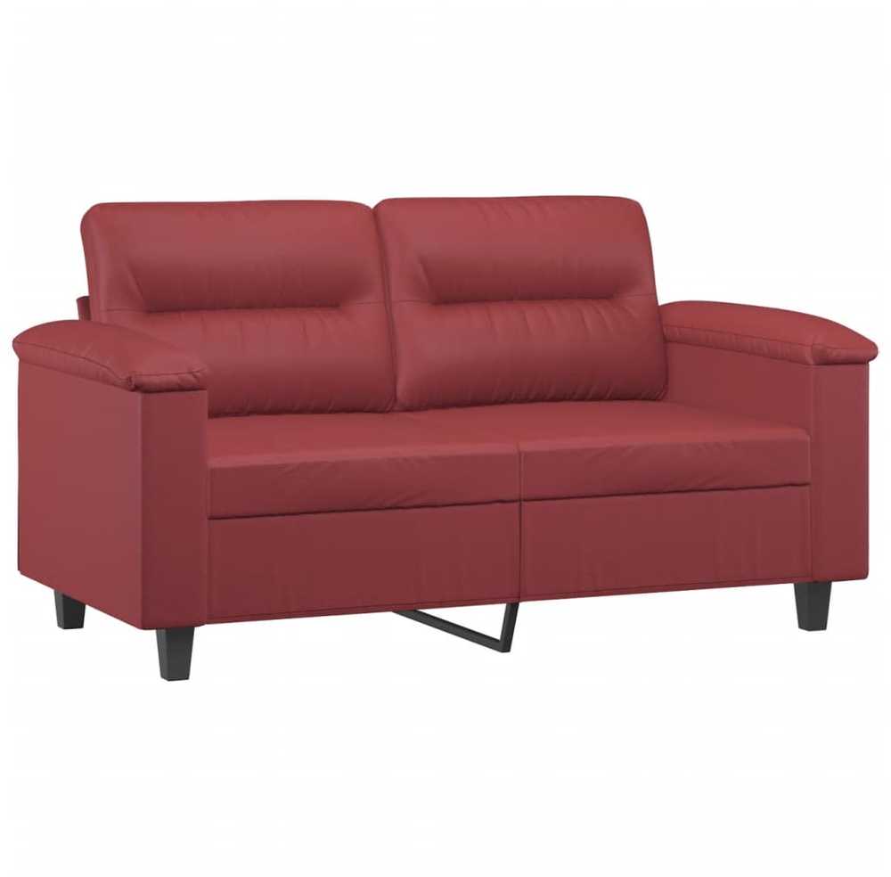 Sofa Sofos komplektas su pagalvėmis, 3 dalių, vyno, dirbtinė oda
