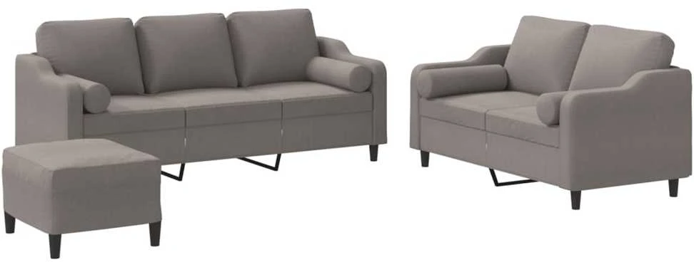 Sofa Sofos komplektas su pagalvėmis, 3 dalių, taupe, audinys