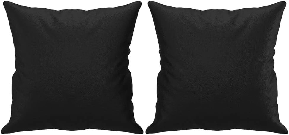 Sofa Sofos komplektas su pagalvėmis, 3 dalių, juodas, dirbtinė oda