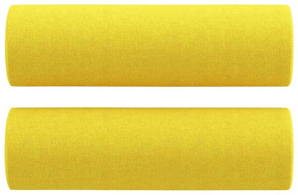 Sofa Sofos komplektas su pagalvėmis, 3 dalių, geltonas, audinys