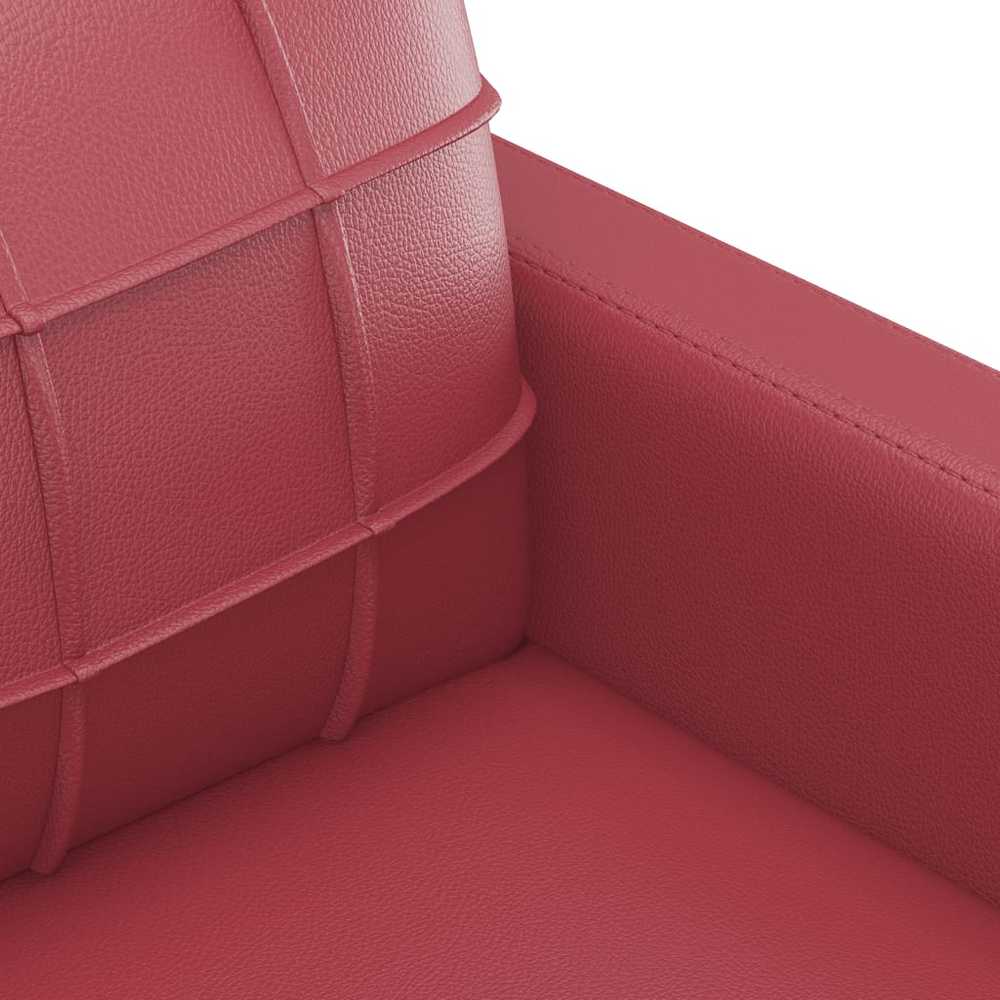 Sofa Sofos komplektas su pagalvėmis, 3 dalių, vyno, dirbtinė oda