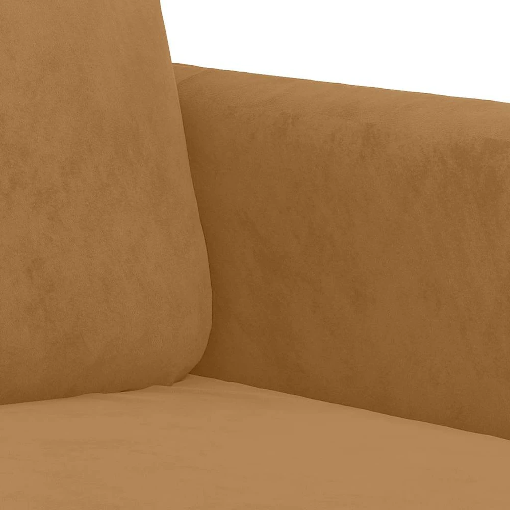 Sofa Sofos komplektas su pagalvėmis, 3 dalių, rudas, aksomas