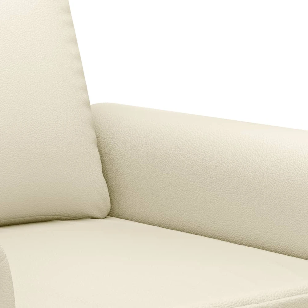 Sofa Sofos komplektas su pagalvėmis, 3 dalių, kreminis, dirbtinė oda