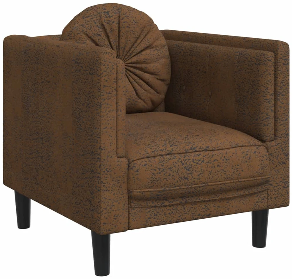 Sofa Sofos komplektas su pagalvėmis, 3 dalių, rudas, aksomas