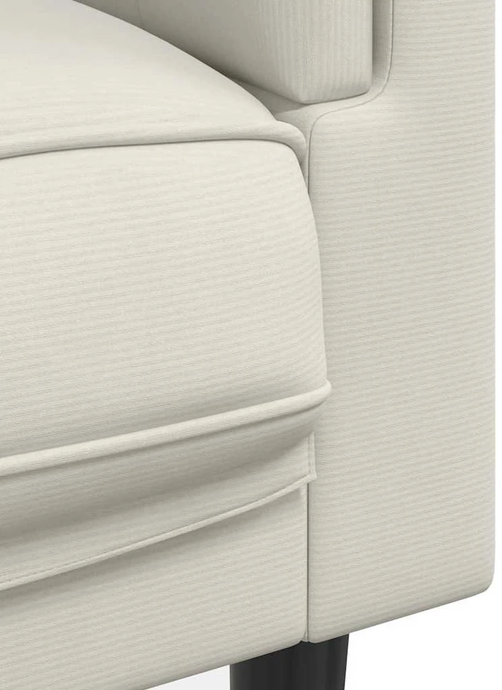 Sofa Sofos komplektas su pagalvėmis, 3 dalių, kreminis, aksomas