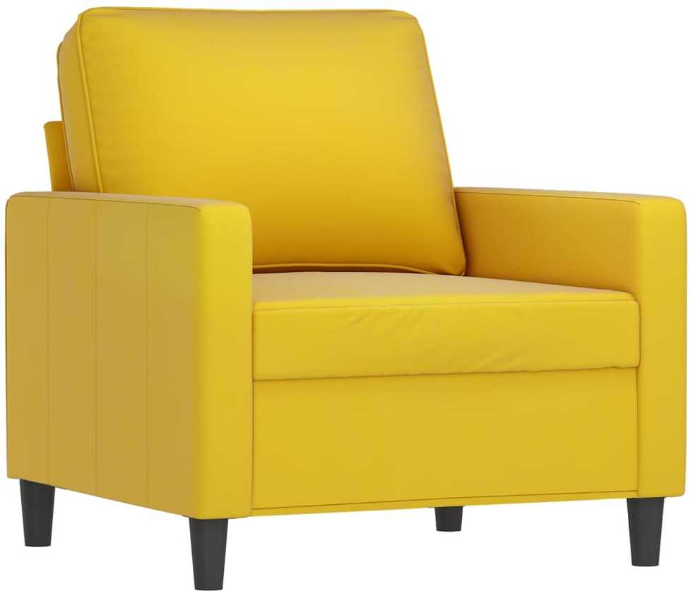 Sofa Sofos komplektas su pagalvėmis, 3 dalių, geltonas, aksomas