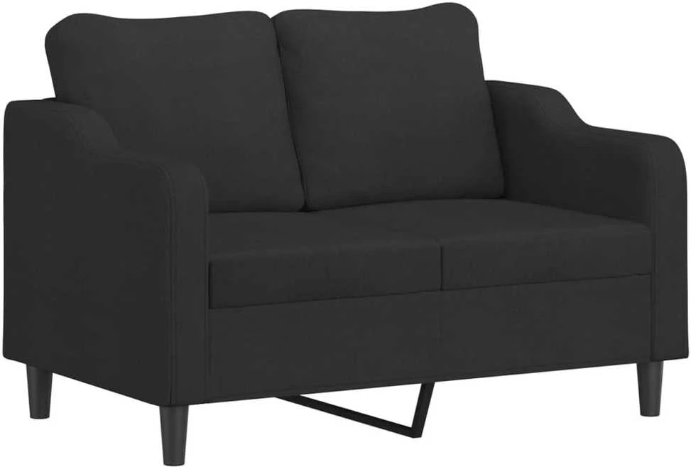 Sofa Sofos komplektas su pagalvėmis, 3 dalių, juodas, audinys