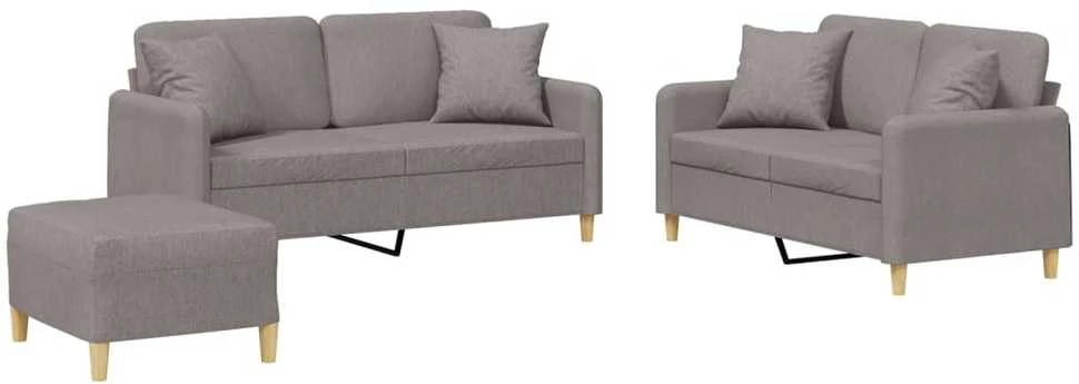 Sofa Sofos komplektas su pagalvėmis, 3 dalių, taupe, audinys