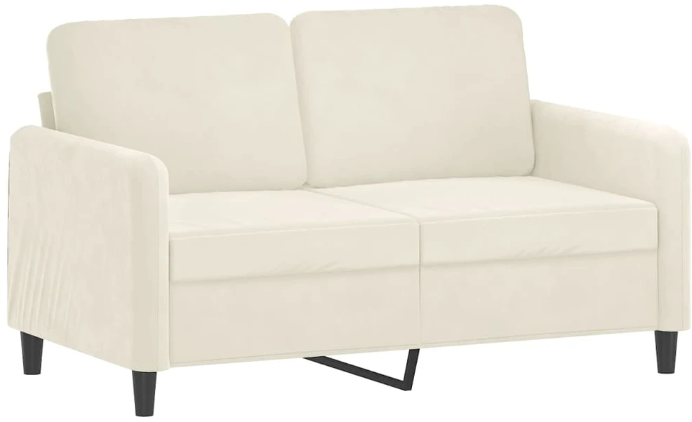 Sofa Sofos komplektas su pagalvėmis, 3 dalių, kreminis, aksomas
