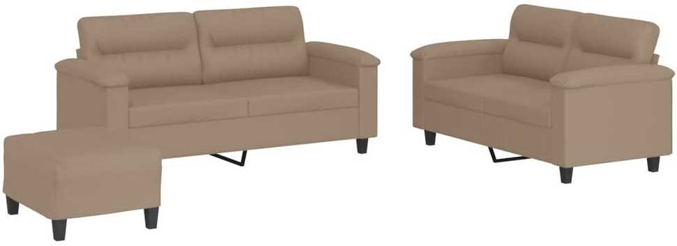 Sofa Sofos komplektas su pagalvėmis, 3 dalių, kapučino, dirbtinė oda