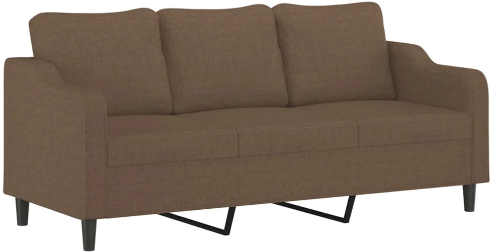 Sofa Sofos komplektas su pagalvėmis, 3 dalių, rudas, audinys