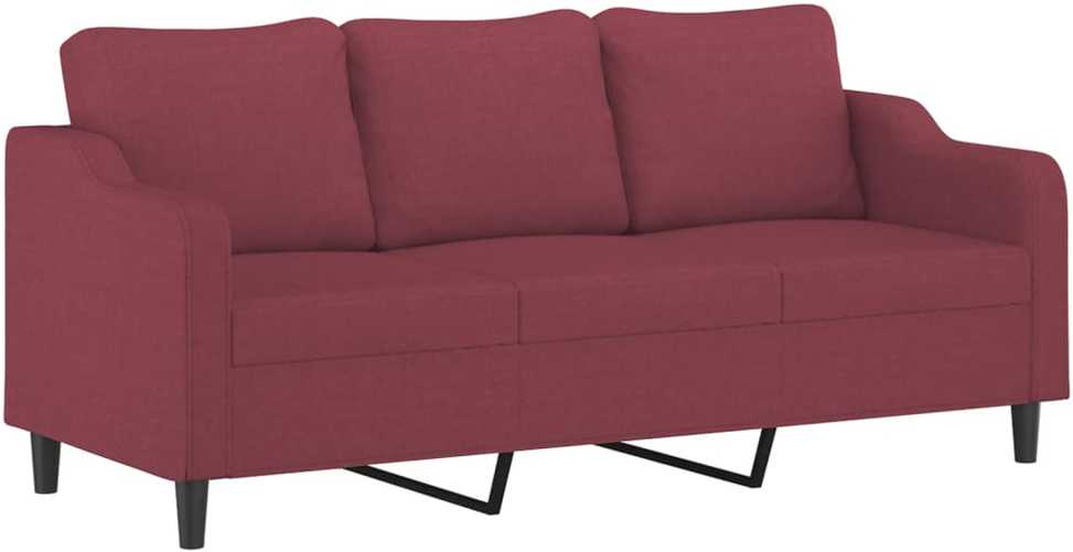Sofa Sofos komplektas su pagalvėmis, 3 dalių, vyno, audinys