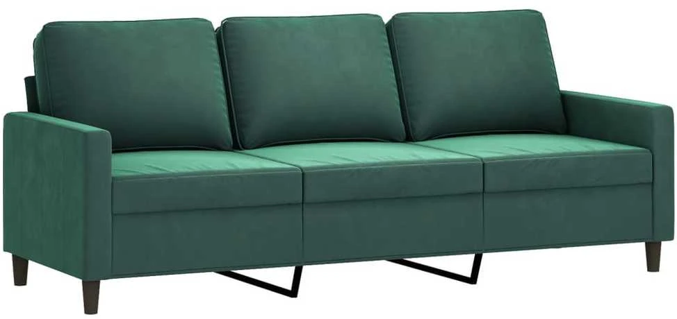 Sofa Sofos komplektas su pagalvėmis, 3 dalių, žalias, aksomas