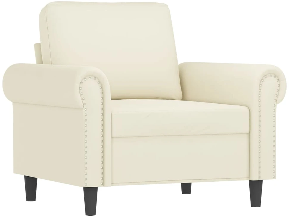 Sofa Sofos komplektas su pagalvėmis, 3 dalių, kreminis, aksomas