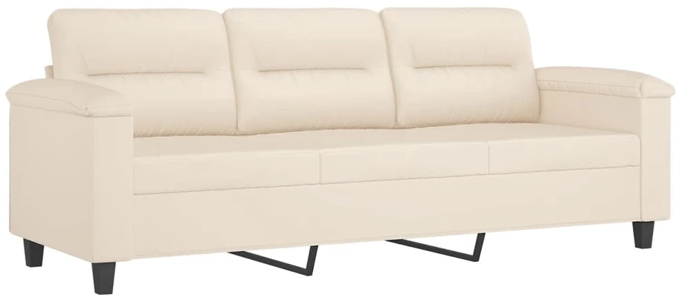 Sofa Sofos komplektas su pagalvėmis, 3 dalių, smėlio, audinys
