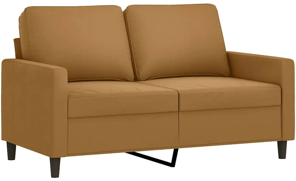 Sofa Sofos komplektas su pagalvėmis, 3 dalių, rudas, aksomas