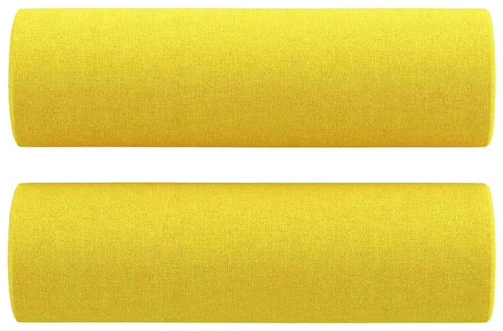 Sofa Sofos komplektas su pagalvėmis, 3 dalių, geltonas, audinys