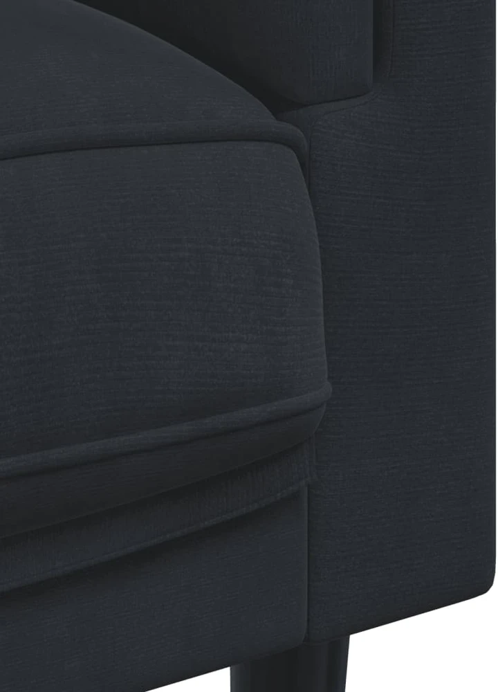 Sofa Sofos komplektas su pagalvėmis, 3 dalių, juodas, aksomas